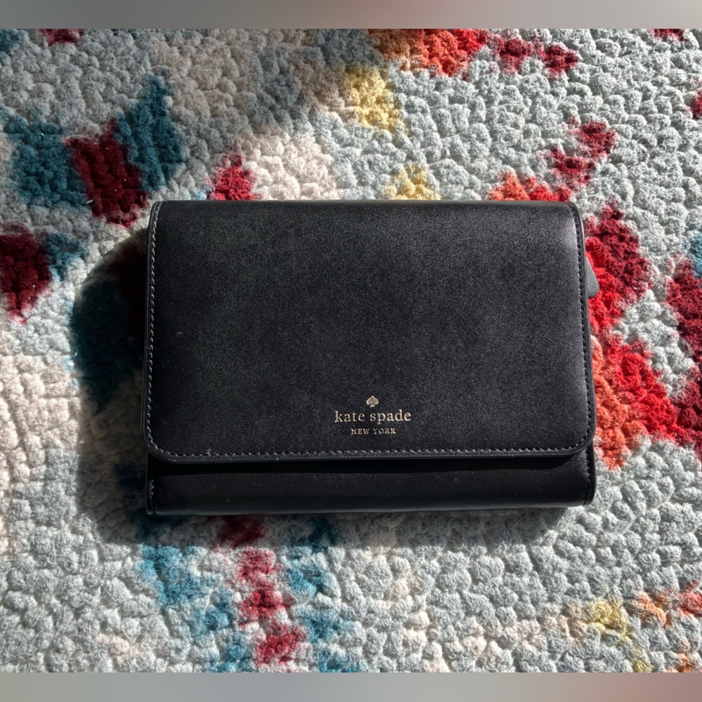 Kate Spade black leather clutch wallet